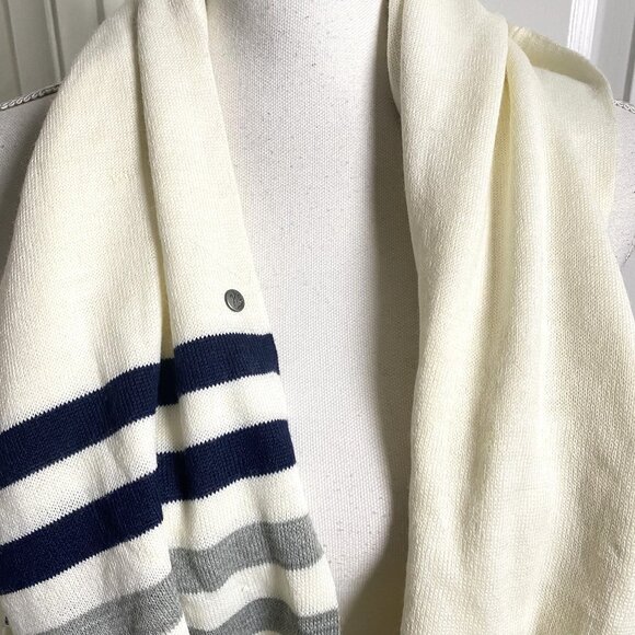 Tommy Hilfiger NWT Knit Infinity Scarf Ivory Grey Navy Stripes Fall Casual - Picture 5 of 10